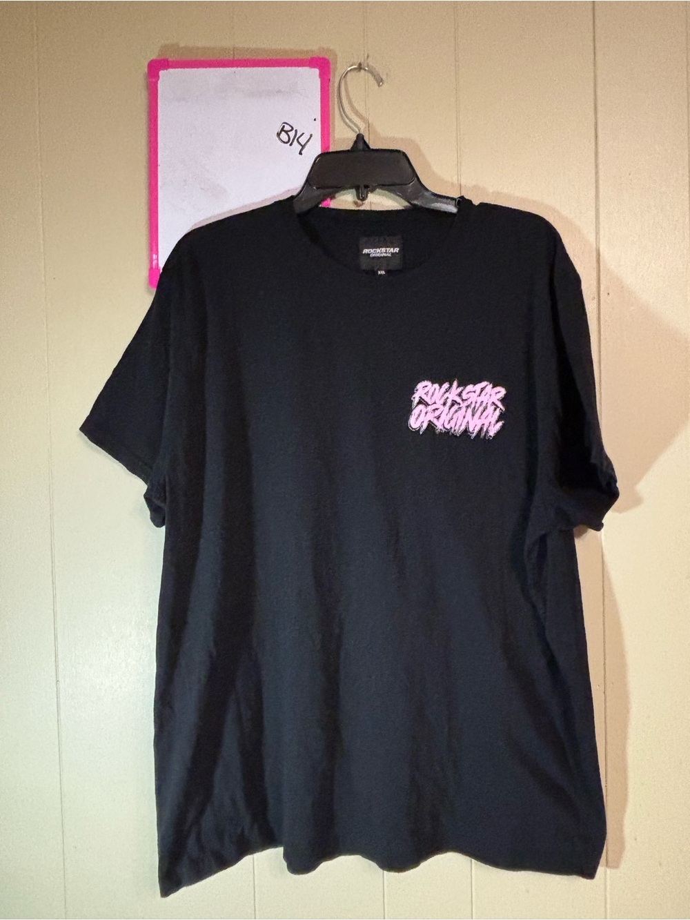 Rock Star Original Men’s Black Short-Sleeve Tee with Pink Logo